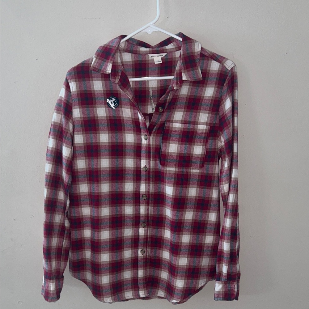 NWT Aeropostale Red Fall Plaid Button Up